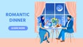 Bright Banner Romantic Dinner Couple at Appartment