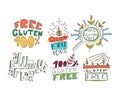 Bright banner sketch set inscription free gluten. Royalty Free Stock Photo