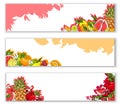 Bright banners with tropical fruits.