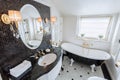 Bright bathroom in baroque style Royalty Free Stock Photo