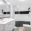 Bright bathroom interior with bathtub Royalty Free Stock Photo