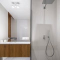 Bright bathroom with spacious shower