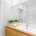 White bathroom with structural tiles