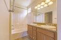 Bright bathroom with toned light in master bedroom San Diego southern California real estate Royalty Free Stock Photo