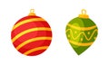Bright Baubles as Merry Christmas Holiday Object and Element Vector Set Royalty Free Stock Photo