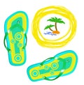 Bright beach shoes.Summer background