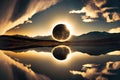 bright beaful reflections of sunlight during total eclipse Royalty Free Stock Photo