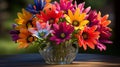 Bright and Beautiful Array Of Multicolored Daisy Flowers. Generative AI