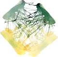 Bright beautiful artistic abstract light yellow green blots and streaks diagonal pattern