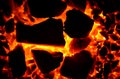 Bright beautiful background consisting of pieces of burning coal. Royalty Free Stock Photo