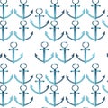 Bright beautiful cute graphic lovely summer sea fresh marine blue anchors watercolor