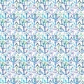 Bright beautiful cute graphic lovely summer sea fresh marine cruise blue anchors pattern watercolor