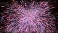 Bright beautiful fireworks on a dark night sky background. Motion. Spreading sparkles in the dark sky. Royalty Free Stock Photo