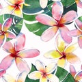 Bright beautiful green floral herbal tropical lovely hawaii cute multicolor summer tropical pattern