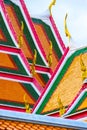 bright beautiful roofs of Thailand architecture, temple of Bangkok Royalty Free Stock Photo