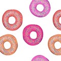 Bright beautiful tasty yummy colorful sweet delicious donuts pattern with glaze vector