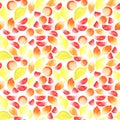 Bright beautiful tasty yummy summer tropical citrus fruits sliced and whole lemons and grapefruit watercolor