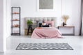 Bright bedroom with copper elements Royalty Free Stock Photo