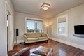 Bright beige living room interior in modern house.