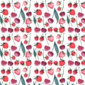 Bright berries cherry raspberry strawberry pattern