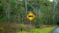 Bright Beware Of Trucks Roadside Signage