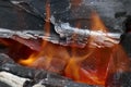 Fire flames close up on a dark background Royalty Free Stock Photo