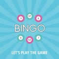 Bright bingo banner template with blue glowing background and balls