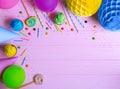 Bright birthday background with sweets Royalty Free Stock Photo
