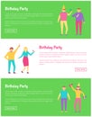 Bright Birthday Party Cards Vector Illustration