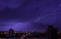 The bright blizzards in the night sky above the city Royalty Free Stock Photo