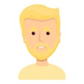 Bright blond with beard icon, cartoon style