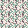 Bright blossom drawing botanical fuchsia pattern, floral wallpaper. Cute flowers seamless background. Vector illustration graphic