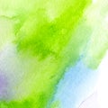 Bright blue and acid green, trendy watercolor background. Great design element for brochure, banner, cover, booklet, UI