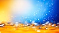 bright blue background of orange with yellow glitte Royalty Free Stock Photo