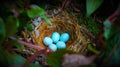 Bright blue bird eggs Royalty Free Stock Photo