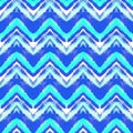 Bright blue chevron pattern hand drawn in watercolor