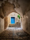 Bright Blue Church Doorway in Jaffa, Tel Aviv, Israel