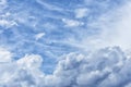 Atmospheric blue cloudy sky. Fluffy clouds, great light