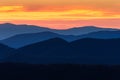 Bright blue color dominates the Blue Ridge mountains at sunset Royalty Free Stock Photo