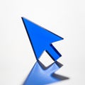 Bright Blue Computer Mouse Cursor Arrow on a Reflective Surface Keywords: cursor, arrow, pointer, computer, technology, digital, Royalty Free Stock Photo