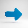 Bright Blue 3D Arrow Pointing to the Right on a Light Gray Background direction forward Royalty Free Stock Photo