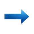Bright Blue 3D Arrow Pointing to the Right on a White Background direction Royalty Free Stock Photo