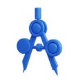 Bright Blue 3D Rendering of a Drawing Compass Tool on a White Background divider instrument Royalty Free Stock Photo