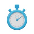 A Bright Blue 3D Stopwatch Icon with a White Face and Blue Hands on a White Background timer Royalty Free Stock Photo