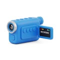 Bright blue digital camcorder with flip out screen Royalty Free Stock Photo