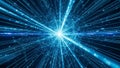 Bright Blue Digital Network Explosion with Glowing Lines and Particles Representing Data Flow Keywords: abstract Royalty Free Stock Photo
