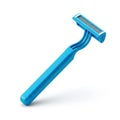 Bright Blue Disposable Razor with Three Blades and Textured Handle on White Background Royalty Free Stock Photo