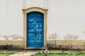 Blue vintage door at historic church in Ouro Preto, Brazil Royalty Free Stock Photo