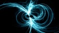 Bright blue electromagnetic field in space isolated on black background Royalty Free Stock Photo