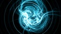 Bright blue electromagnetic field in space isolated on black background Royalty Free Stock Photo
